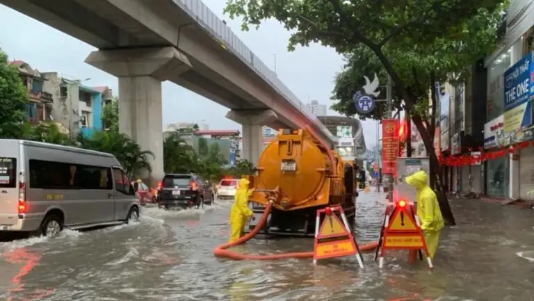 ハノイの大雨の被害の様子